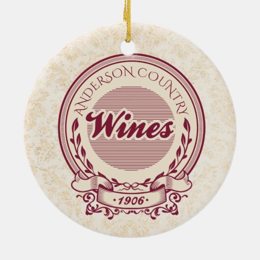 カスタムなブドウ園の名前のワインのクリスマスのオーナメント セラミックオーナメント (裏面)