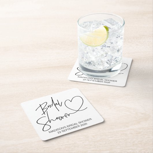 カスタムなブライダルシャワーのコースターのパーティーのテーブルの装飾 スクエアペーパーコースター (インサイチュ)