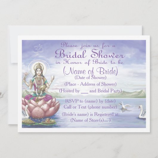 カスタムなブライダルシャワーの招待状ヒンズー教/ヨガのスタイル 招待状 (正面)