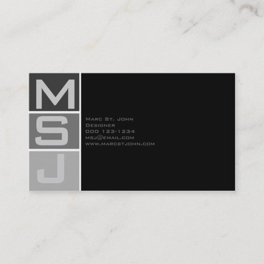 カスタムなブロックのモノグラム 名刺 (正面)