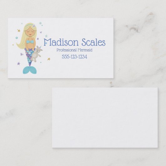 カスタムなブロンドの小さい人魚の名刺 名刺 (正面/裏面)