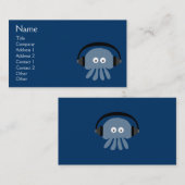 カスタムなヘッドホーンを持つファンキーで青いくらげDJ 名刺 (正面/裏面)