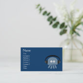 カスタムなヘッドホーンを持つファンキーで青いくらげDJ 名刺 (スタンド正面)