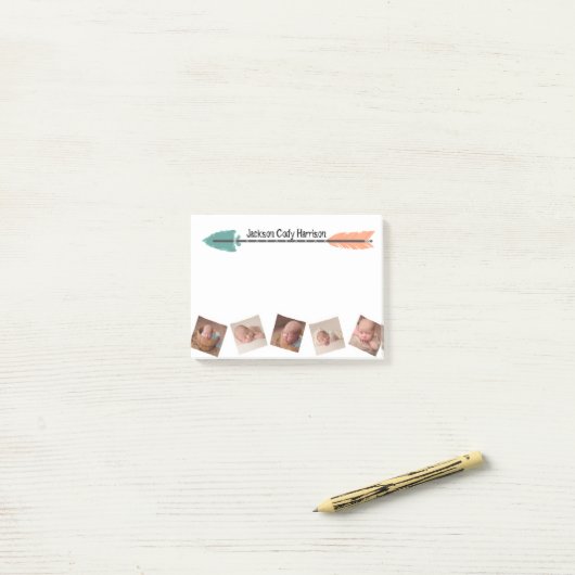 カスタムなベビーの種族の矢の写真のコラージュのモダン ポストイット (デスク上)