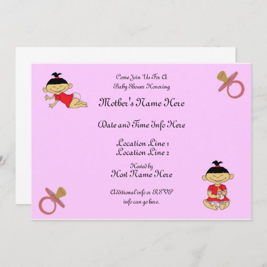 カスタムなベビーシャワーの招待 招待状 (正面/裏面)