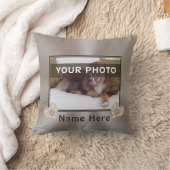 カスタムなペットポートレートの枕、あなたの写真および名前 クッション (ブランケット)