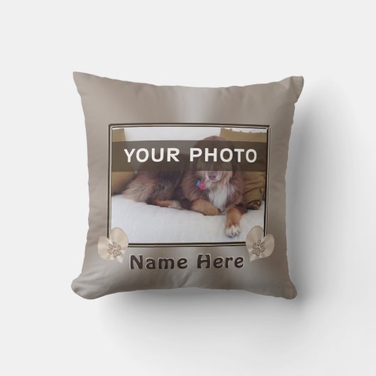 カスタムなペットポートレートの枕、あなたの写真および名前 クッション (正面)