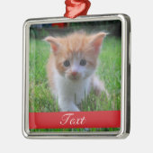 カスタムなペット写真および名前または日付 メタルオーナメント (左)