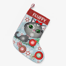 カスタムなペット灰色の子猫猫のクリスマスのストッキング スモールクリスマスストッキング