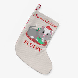 カスタムなペット灰色の子猫猫のクリスマスのストッキング スモールクリスマスストッキング