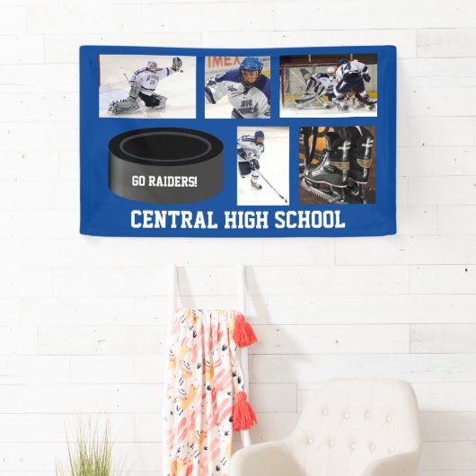 カスタムなホッケーの写真のコラージュのチーム名前あなたの文字 横断幕 (インサイチュ)