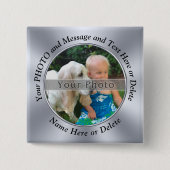 カスタムなボタンは写真、2つのテキスト・ボックスと安くピンで止めます 缶バッジ (正面)