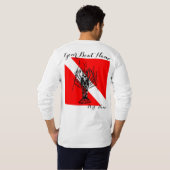 カスタムなボートの名前の飛び込みの旗および伊勢エビ Tシャツ (裏面フル)