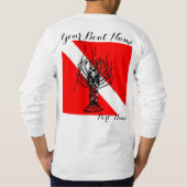 カスタムなボートの名前の飛び込みの旗および伊勢エビ Tシャツ (裏面)