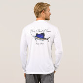 カスタムなボートの名前のSailfishの魚釣りのTシャツ Tシャツ (裏面フル)