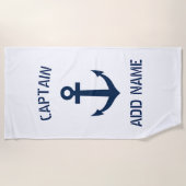 カスタムなボートの大尉の航海のないかりのビーチタオル ビーチタオル (正面)