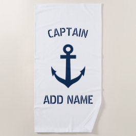 カスタムなボートの大尉の航海のないかりのビーチタオル ビーチタオル