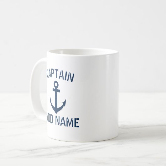 カスタムなボートの大尉一流海軍いかりのコーヒー・マグ コーヒーマグカップ (正面左)