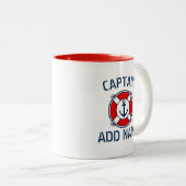 カスタムなボートの大尉一流海軍いかりの救命浮輪のマグ ツートーンマグカップ (正面右)