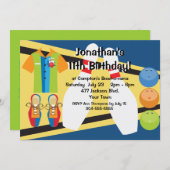 カスタムなボーリングのパーティー 招待状 (正面/裏面)