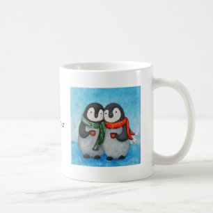 カスタムなマグのかわいいペンギンのカップルの名前入りなマグ コーヒーマグカップ