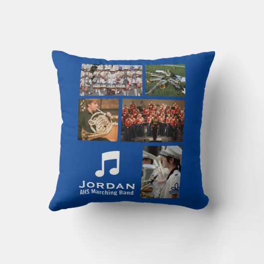 カスタムなマーチングバンドのオーケストラ音楽写真のコラージュ クッション (裏面)