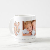 カスタムなメッセージが付いている白3の写真のコラージュ コーヒーマグカップ (正面左)