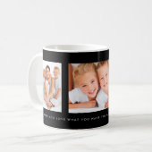 カスタムなメッセージが付いている黒3の写真のコラージュ コーヒーマグカップ (正面左)