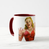 カスタムなメッセージを持つおもしろいで名前入りなレトロの女性 マグカップ (正面左)