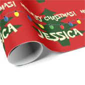 カスタムなメリークリスマスの木ライト包装紙 ラッピングペーパー (ロールコーナー)