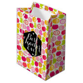 カスタムなモダンなおもしろいのりんごパターン最も最高のな先生 ミディアムペーパーバッグ (正面アングル)