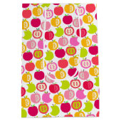 カスタムなモダンなおもしろいのりんごパターン最も最高のな先生 ミディアムペーパーバッグ (裏面)