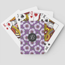 カスタムなモノグラムが付いている甘く青い庭の花 トランプ