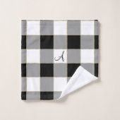 カスタムなモノグラムとの黒いバッファローそして金ゴールド バスタオルセット (ウォッシュタオル)