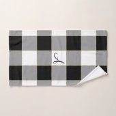 カスタムなモノグラムとの黒いバッファローそして金ゴールド バスタオルセット (ハンドタオル)