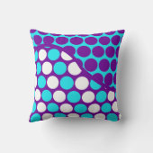 カスタムなモノグラムのイニシャルのティール（緑がかった色）の紫色の水玉模様 クッション (裏面)