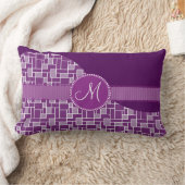 カスタムなモノグラムのイニシャルの紫色のタイルの波パターン ランバークッション (ブランケット)