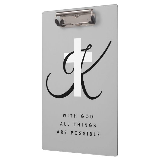 カスタムなモノグラムのキリスト教の信頼の十字の記号 クリップボード (左)