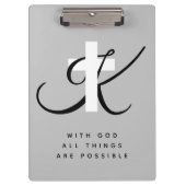 カスタムなモノグラムのキリスト教の信頼の十字の記号 クリップボード (正面)