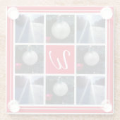 カスタムなモノグラムのクリスマスの休日の写真のコラージュ ガラスコースター (裏面)