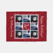 カスタムなモノグラムのクリスマスの写真のコラージュのテンプレート フリースブランケット (正面(横))