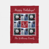 カスタムなモノグラムのクリスマスの写真のコラージュのテンプレート フリースブランケット (正面)