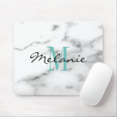 カスタムなモノグラムのシックで白い大理石の石造りのマウスパッド マウスパッド (マウス)