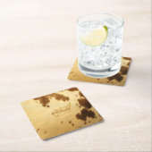 カスタムなモノグラムのシックなベージュブラウンの動物の毛皮のプリント スクエアペーパーコースター (インサイチュ)