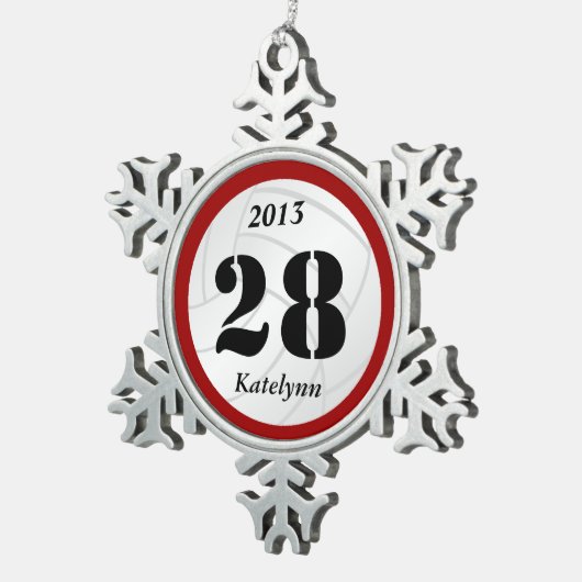 カスタムなモノグラムのバレーボールのオーナメント スノーフレークピューターオーナメント (右)