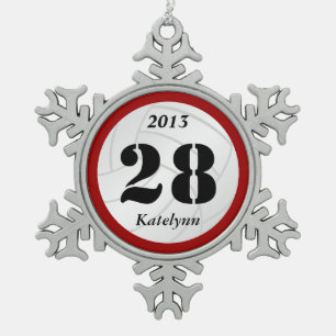 カスタムなモノグラムのバレーボールのオーナメント スノーフレークピューターオーナメント