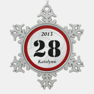 カスタムなモノグラムのバレーボールのオーナメント スノーフレークピューターオーナメント