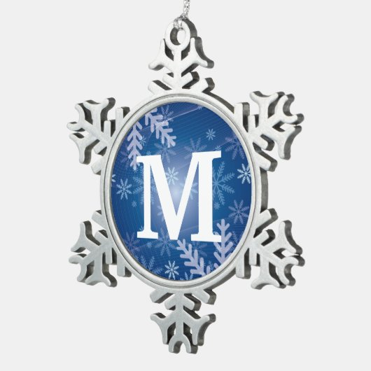 カスタムなモノグラムのピューターの雪片のクリスマスのオーナメント スノーフレークピューターオーナメント (右)