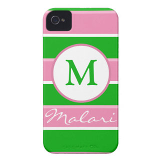 カスタムなモノグラムのプレッピーでストライプなiPhone 4/4Sの場合 Case-Mate iPhone 4 ケース