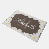 カスタムなモノグラムのベージュデイジーの花の花のドア・マット ドアマット (アングル)